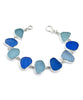 Blue & Aqua Textured Sea Glass Bracelet - 8