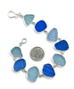 Blue & Aqua Textured Sea Glass Bracelet - 8