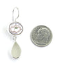 White Flower Vintage Pottery with Clear Sea Glass Double Drop Earrings