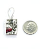 Leafy Vines with Red Flower Vintage Pottery Single Drop Earrings