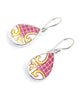Pink & Yellow Pattern Vintage Pottery Single Drop Earrings