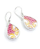 Pink & Yellow Pattern Vintage Pottery Single Drop Earrings