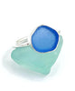 Blue Sea Glass Ring Simple Round Band - Size 8
