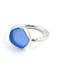 Blue Sea Glass Ring Simple Round Band - Size 8