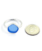 Blue Sea Glass Ring Simple Round Band - Size 8