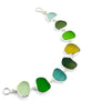 Green, Olive, Aqua & Amber Sea Glass Bracelet - 7 1/2