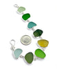 Green, Olive, Aqua & Amber Sea Glass Bracelet - 7 1/2