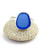 Blue Sea Glass Ring Simple Round Band #2 - Size 8