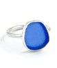 Blue Sea Glass Ring Simple Round Band #2 - Size 8