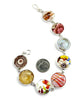 Brown Floral Vintage Pottery with Glass Buttons Bracelet- 8 1/2
