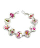Pink Floral Vintage Pottery Natural Shape Bracelet -8 1/2