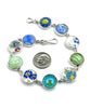 Blue & Green Floral Vintage Pottery with Glass Buttons Bracelet- 9
