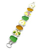 Yellow Floral Vintage Pottery with Textured Green & Amber Sea Glass Double Link Bracelet - 8