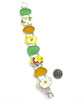 Yellow Floral Vintage Pottery with Textured Green & Amber Sea Glass Double Link Bracelet - 8