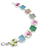Pink Floral Vintage Pottery & Sea Glass Rectangle Bracelet -8 1/2