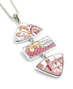Red & White Vintage Pottery Triple Pendant
