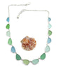 Soft Green, Aqua & Light Blue Sea Glass 14 Piece Necklace