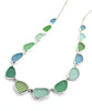 Soft Green, Aqua & Light Blue Sea Glass 14 Piece Necklace