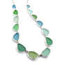 Soft Green, Aqua & Light Blue Sea Glass 14 Piece Necklace