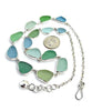 Soft Green, Aqua & Light Blue Sea Glass 14 Piece Necklace
