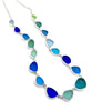 Cobalt, Green, Aqua & Teal Sea Glass 17 Piece Necklace