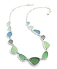 Green, Jadeite, Grey, Aqua & Clear Sea Glass 13 Piece Necklace