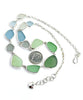 Green, Jadeite, Grey, Aqua & Clear Sea Glass 13 Piece Necklace