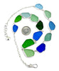Textured Green, Cobalt and Aqua Sea Glass 13 Piece Necklace