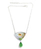 Romantic Floral Vintage Pottery with Green Sea Glass Double Drop Necklace
