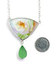 Romantic Floral Vintage Pottery with Green Sea Glass Double Drop Necklace