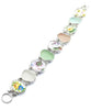 Pastel Flowers Vintage Pottery and Sea Glass Double Link Rectangle Bracelet - 8 1/2