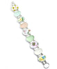Pastel Flowers Vintage Pottery and Sea Glass Double Link Rectangle Bracelet - 8 1/2