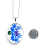 Blue & Purple Flowers Simple Pendant on Silver Chain
