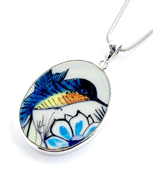 Hummingbird Simple Pendant on Silver Chain