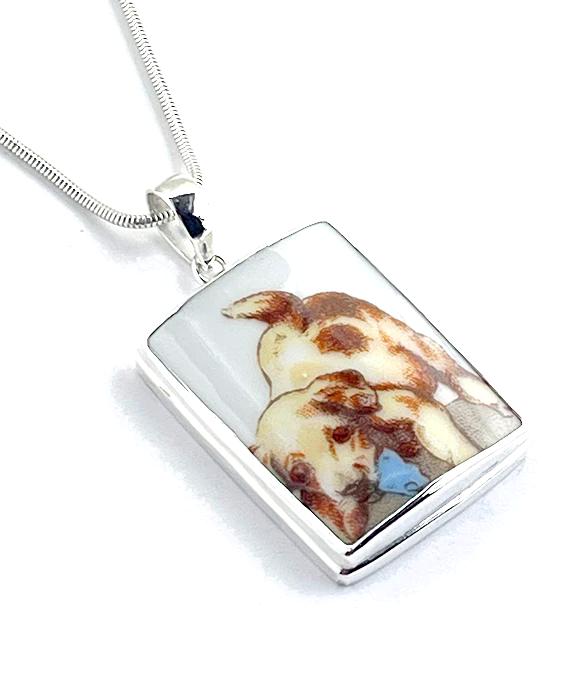 Playful Puppy Pendant on Silver Chain