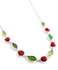 Green Sea Glass Leaves with Carved Coral Roses 11 Piece Necklace