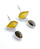 Amber Sea Glass with Shell Leaf Earrings Double Drop Earrings
