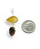 Amber Sea Glass with Shell Leaf Earrings Double Drop Earrings