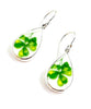 Green Clover Vintage Pottery Single Drop Teardrop Earrings