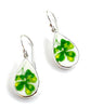 Green Clover Vintage Pottery Single Drop Teardrop Earrings