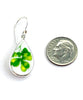 Green Clover Vintage Pottery Single Drop Teardrop Earrings