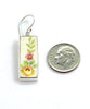 Delicate Flower Vintage Pottery Long Rectangle Single Drop Earrings