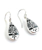 Black and White Patterned Vintage Pottery Single Drop Teardrop Earrings