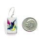 Hand Painted Bird Vintage Pottery Rectangle Single Drop Earrings