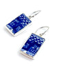 Blue & White Blue Willow Vintage Pottery Rectangle Single Drop Earrings