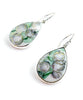 Green & Purple Abstract Flowers with Gold Vintage Pottery Single Drop Earrings