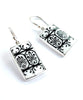 Black and White Patterned Vintage Pottery Single Drop Rectangle Earrings