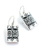 Black and White Patterned Vintage Pottery Single Drop Rectangle Earrings