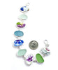 Blue & Purple Floral Vintage Pottery and Sea Glass Shape Bracelet - 8