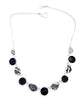 Natural Shape Black & White Vintage Pottery with Antique Black Glass Buttons 11 Piece Necklace